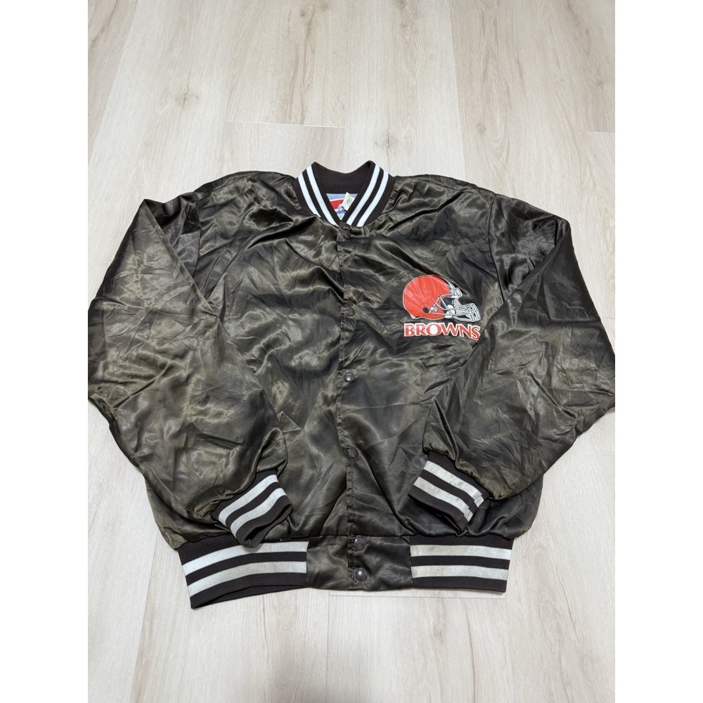 Vintage 90s Cleveland Browns Chalk Line NFL Bomber Jacket Men's Large USA Made